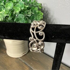 Vintage Brighton Bracelet Bangle Chunky Open Scroll Rhinestones